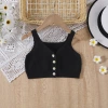Amazon Cross-border in-stock baby new flower-button knitted vest top 2025 Summer children's wear for girls in Europe Specification image